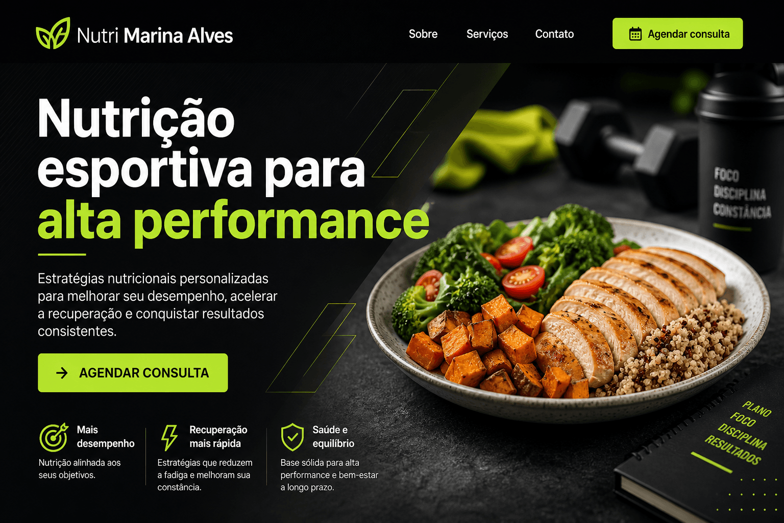 Preview do site Nutrição esportiva